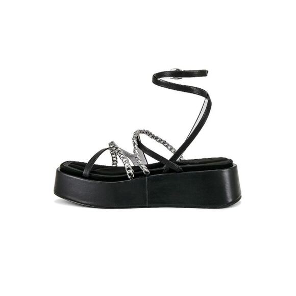 NEW Rag & Bone Logan Strappy Wrap Sandals Leather Chain Link Black Size 39 - Picture 3 of 14